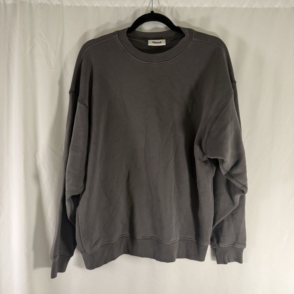 Elwood Crewneck Sweater Men's Small Solid Grey Long Sleeve Pullover
